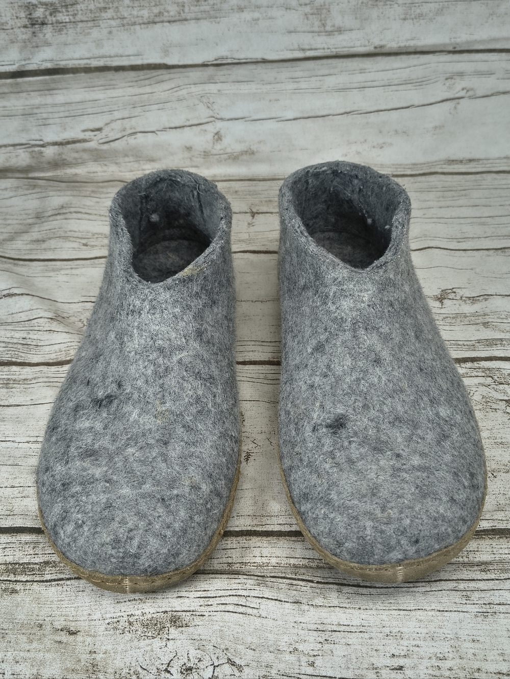 Glerups Grey Felted Wool Slippers Size 46